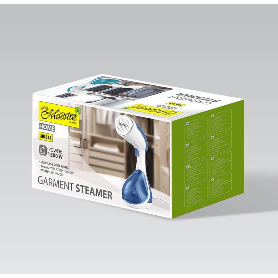 Maestro MR-355-AQUAMARINE Ατμοκαθαριστής Ρούχων Χειρός 1500W με Δοχείο 240ml Μπλε 11