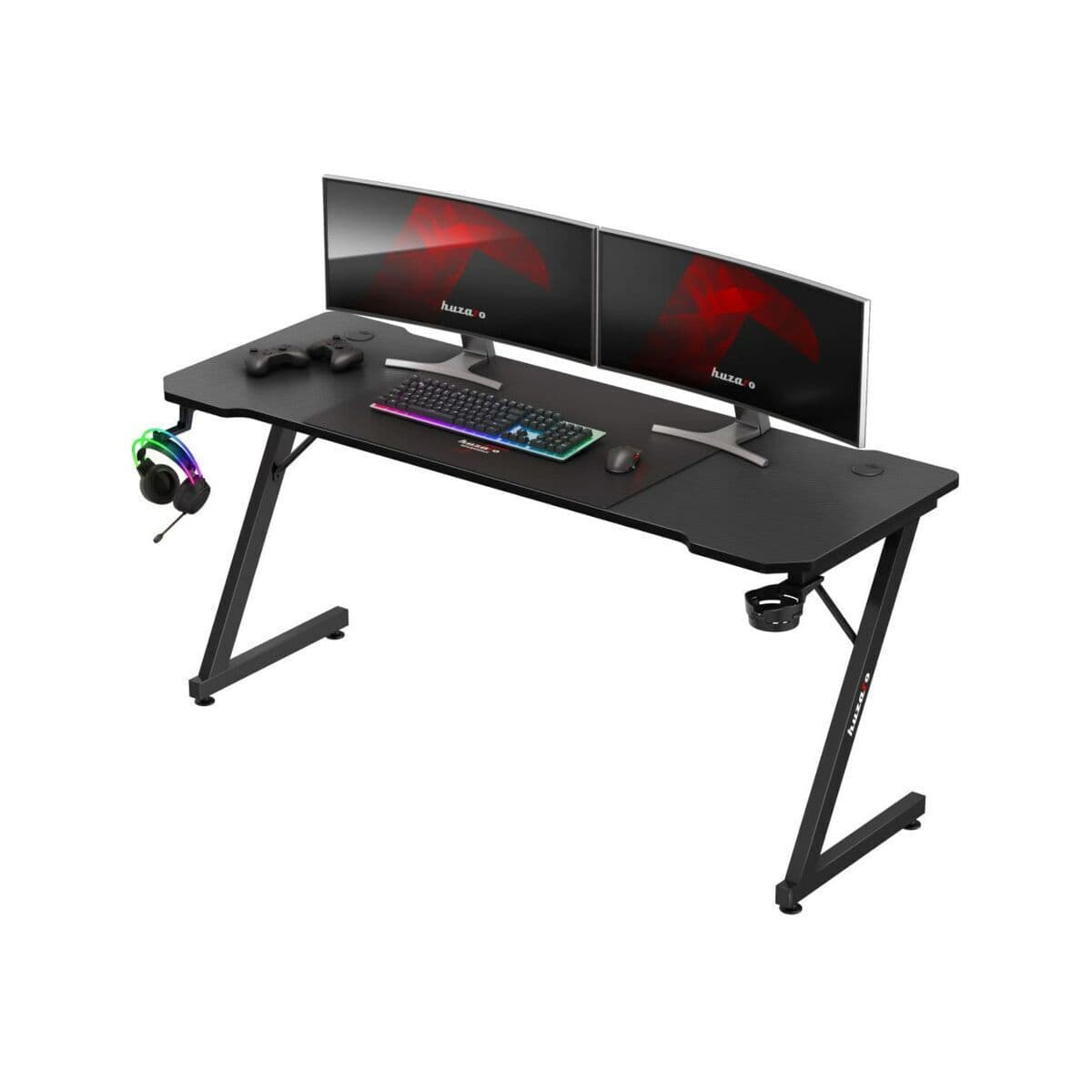 Γραφείο Gaming Hero Ξύλινο Black με Μεταλλικά Πόδια 160x60x74εκ. 4
