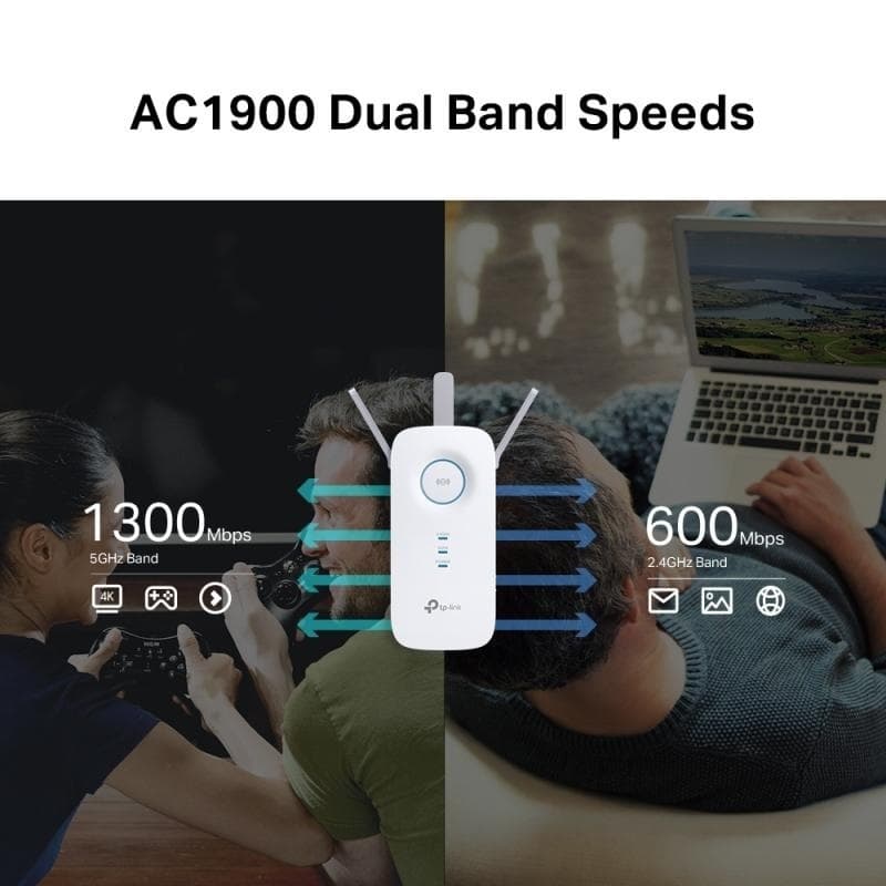 TP-LINK RE550 v1 Mesh WiFi Extender Dual Band (2.4 & 5GHz) 1900Mbps 10