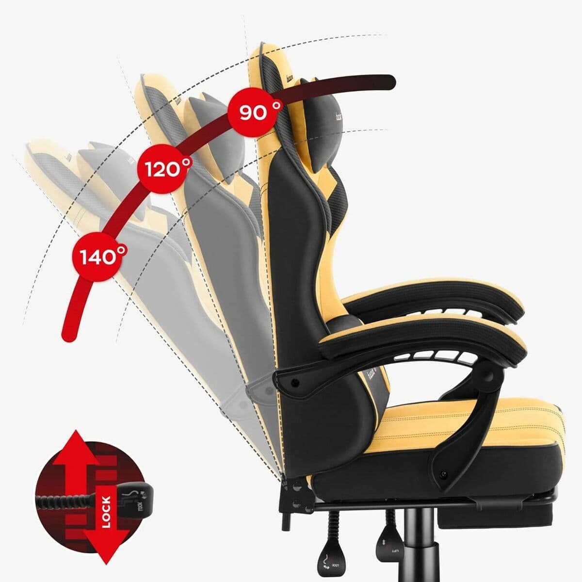 Huzaro HZ-FORCE 3.7 Καρέκλα Gaming Δερματίνης Κίτρινη 8