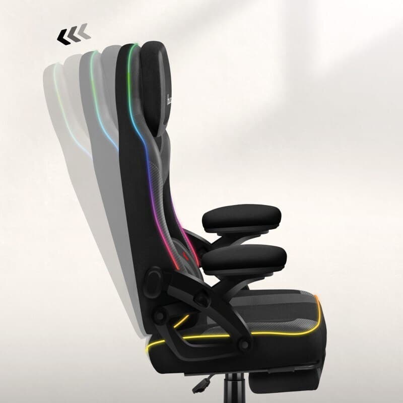 Huzaro Force 4.6 Καρέκλα Gaming με RGB Φωτισμό και Υποπόδιο Μαύρη 3