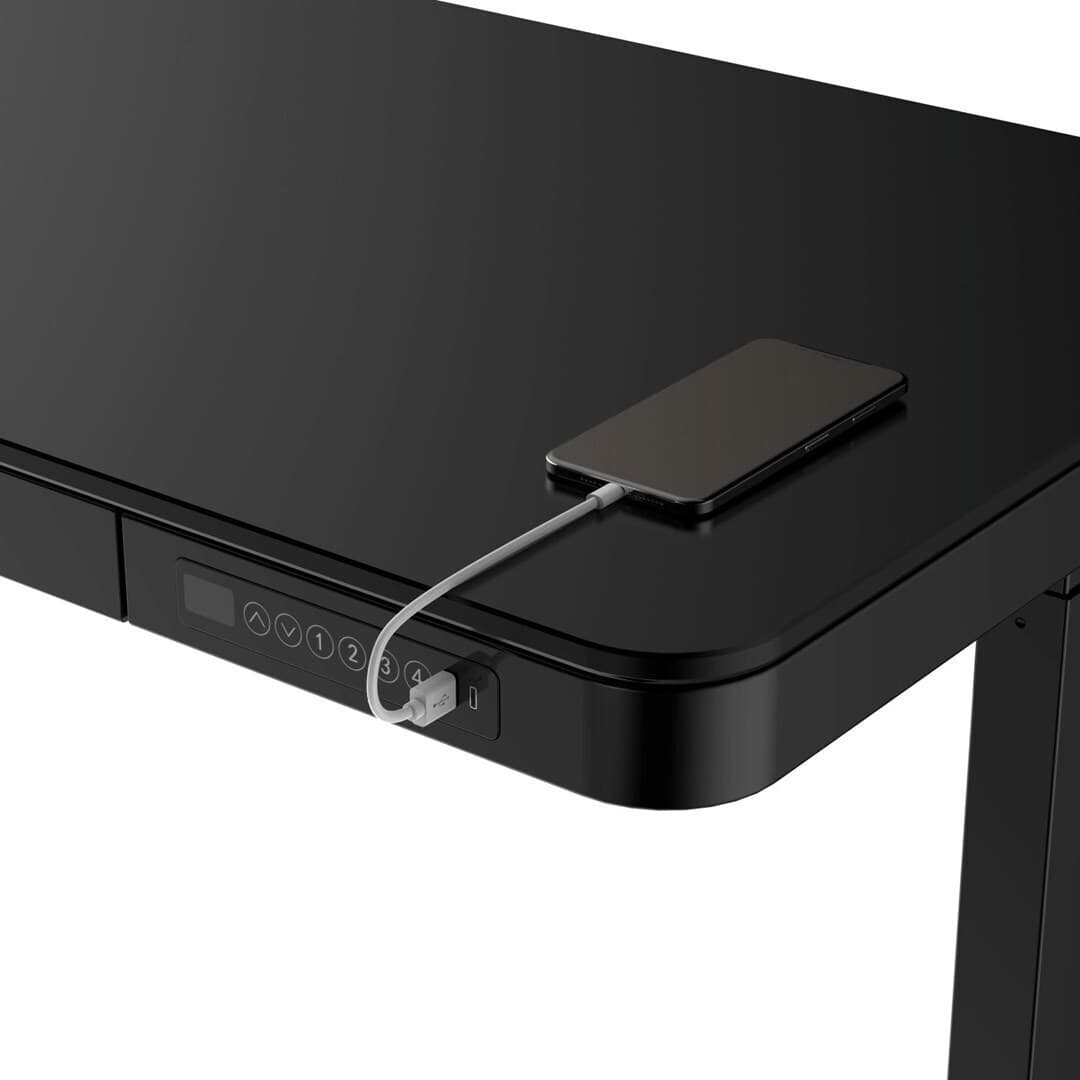 Γραφείο Ξύλινο Black με Μεταλλικά Πόδια & USB θύρες 140x70x50εκ. 8