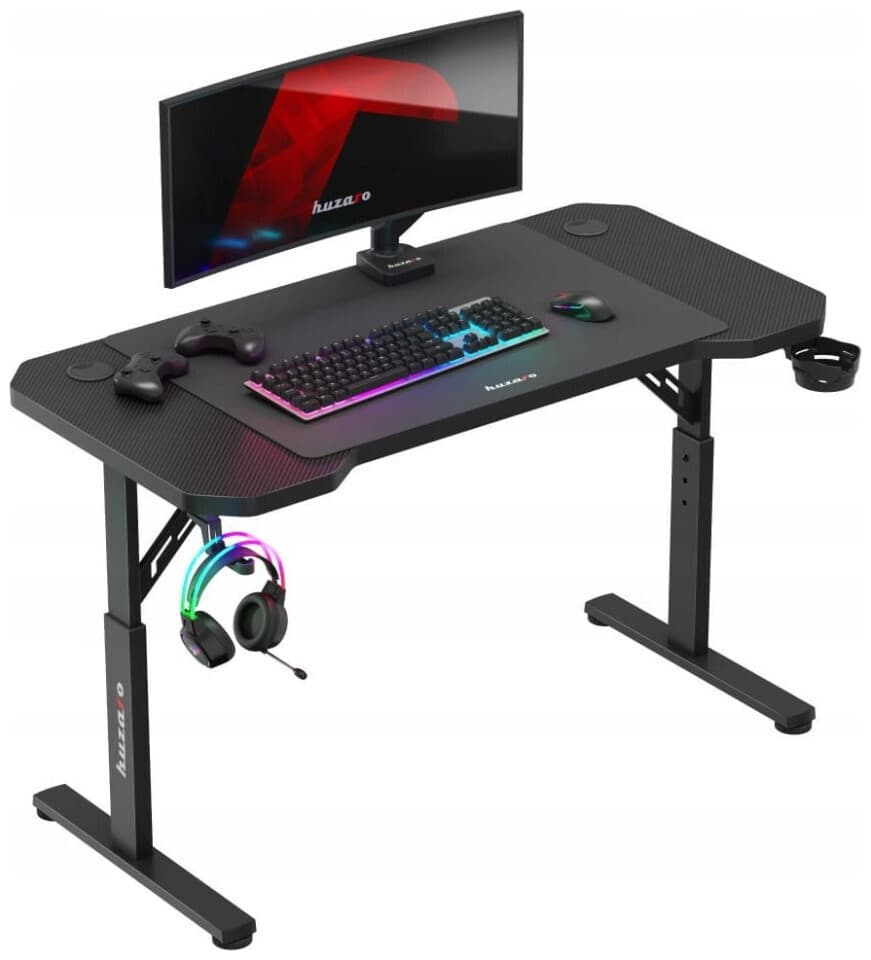 Biurko Huzaro Biurko Gamingowe Z Regulowaną Wysokością Huzaro Hero 2.6 Black + Podkładka 2