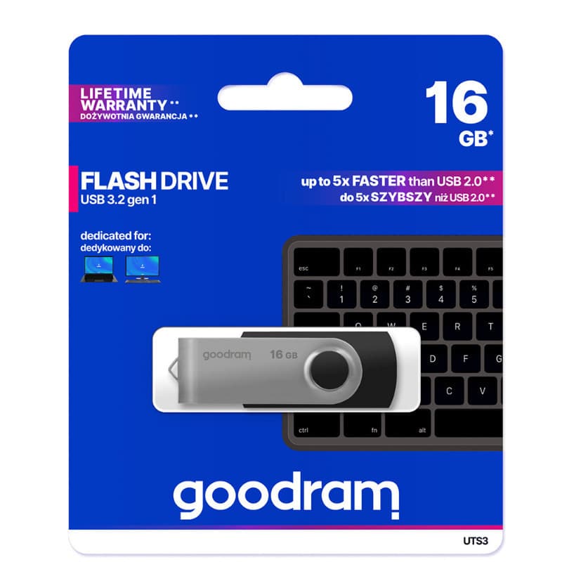 GoodRAM Pendrive Uts3 16GB USB 3.2 Stick Μαύρο