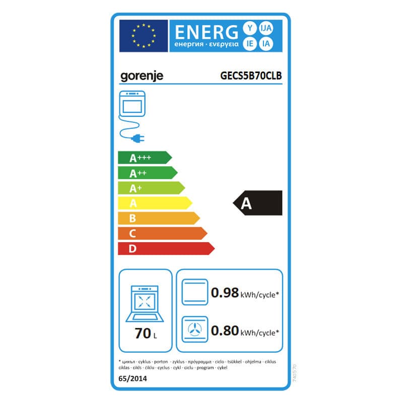 Gorenje GECS5B70CLB Κουζίνα 70lt με Κεραμικές Εστίες Π50εκ. Μαύρη 6