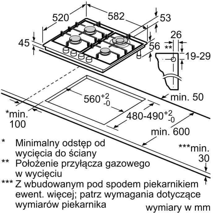 Bosch Serie 6 Εστία Φυσικού Αερίου Αυτόνομη 58.2x52εκ. Ασημί PCH6A5I90 4
