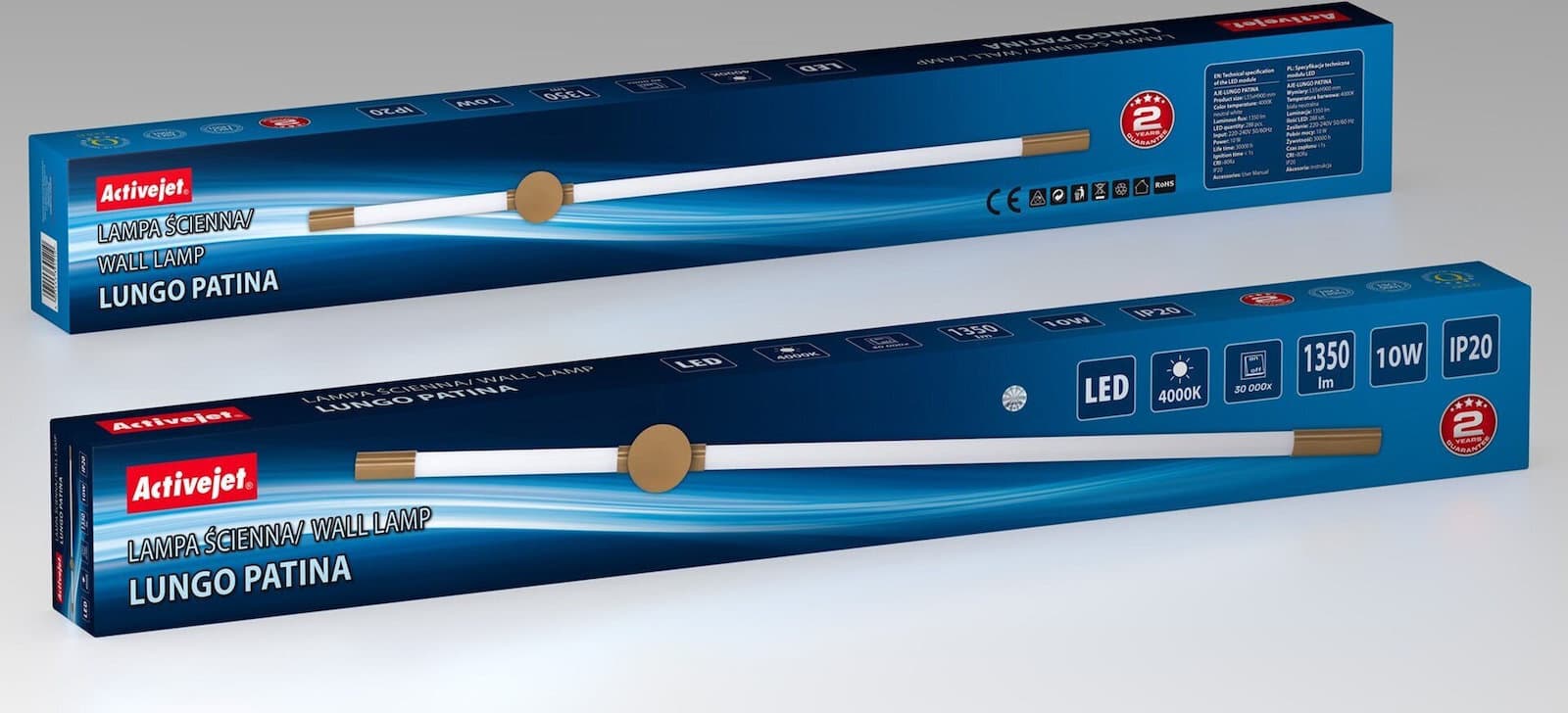 Active Jet Φωτιστικό Τοίχου με Ενσωματωμένο LED και Φυσικό Λευκό Φως AJE-LUNGO Patina 3