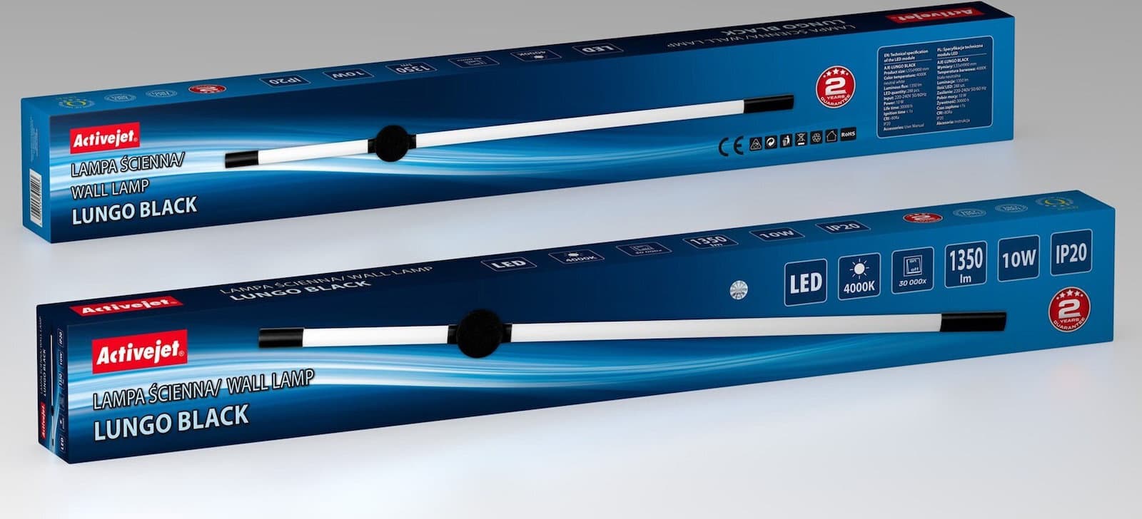 Active Jet Φωτιστικό Τοίχου με Ενσωματωμένο LED και Φυσικό Λευκό Φως Μαύρο AJE-LUNGO Black 3