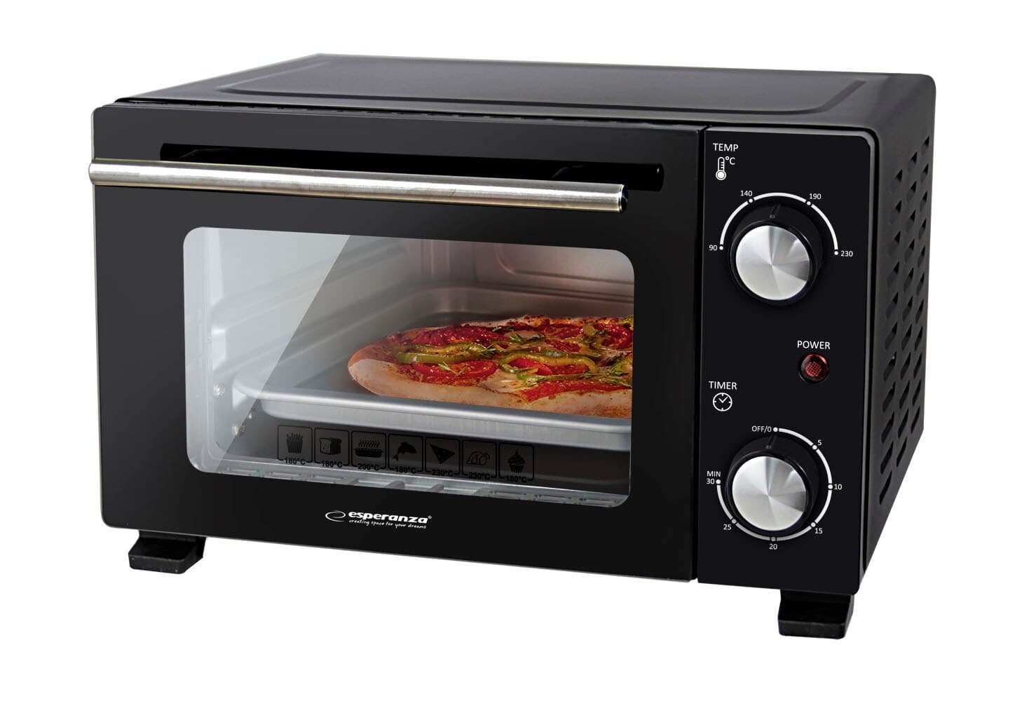 Esperanza Calzone EKO007N Ηλεκτρικό Φουρνάκι 10lt Χωρίς Εστίες Μαύρο 4