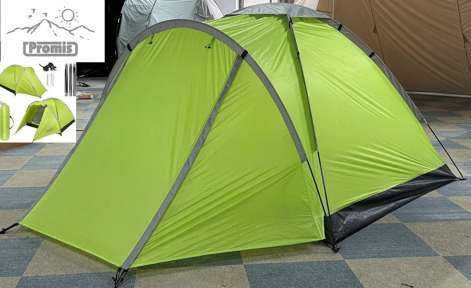 Promis Alpenair Pro Σκηνή Camping Igloo Πράσινη με Διπλό Πανί 3 Εποχών για 3 Άτομα 180x210x120εκ. 8