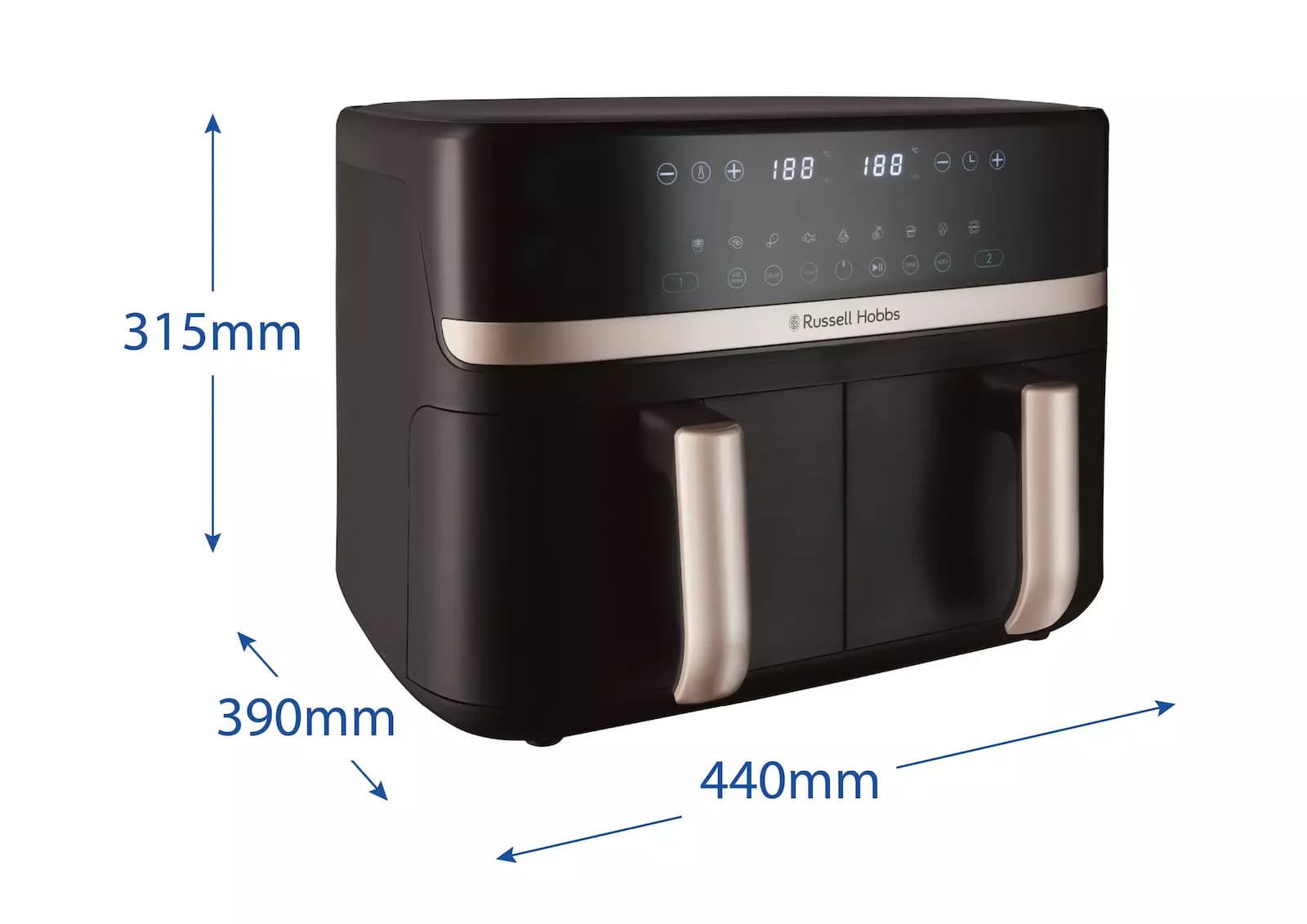 Russell Hobbs Satisfry Air Fryer με Διπλό Αποσπώμενο Κάδο 9lt Μαύρο 7