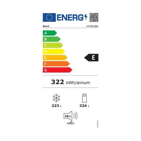 Bosch Ψυγείο Ντουλάπα 547lt Total NoFrost Υ189.5xΠ85.5xΒ66.6εκ. Μαύρο KMC85LBEA 10