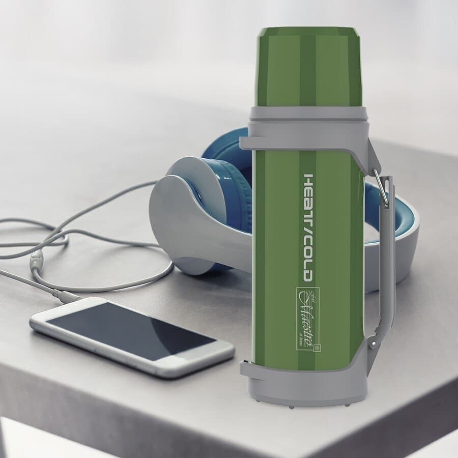 Maestro Μπουκάλι Θερμός Ανοξείδωτο / Πλαστικό 1.5lt Green με Λαβή MR-1631-150-GREEN