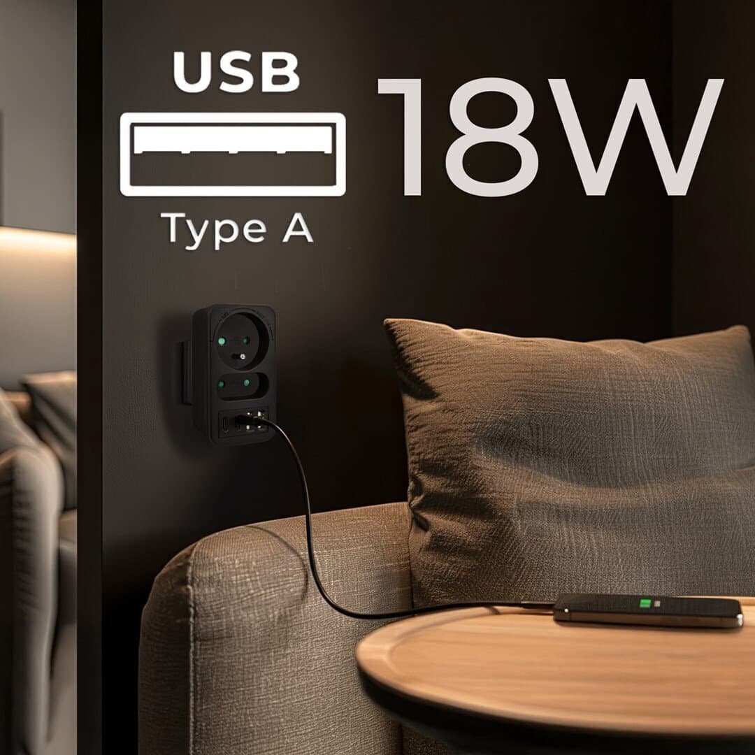 Maclean Energy Πολύπριζο 2 Θέσεων με 2 USB-A και 2 USB-C Χωρίς Καλώδιο Γαλλίας (Type E) MCE249 3