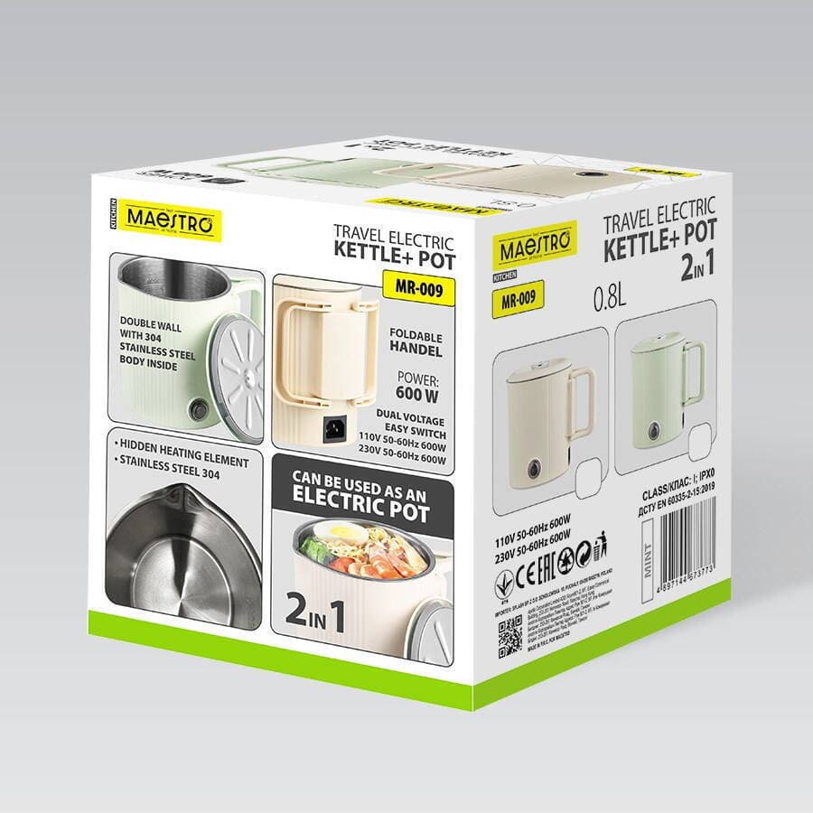 Maestro Βραστήρας Ταξιδίου 800ml 600W Μπεζ MR-009-BEIGE 6