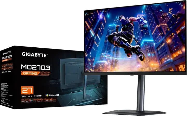 Gigabyte MO27Q3 QD-OLED HDR Gaming Monitor 27" QHD 2560x1440 360Hz με Χρόνο Απόκρισης 0.03ms GTG 6