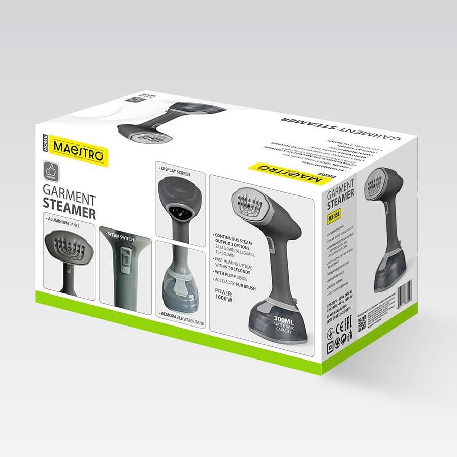 Maestro MR-358 Ατμοκαθαριστής Ρούχων Χειρός 1600W με Δοχείο 300ml Γκρι 7