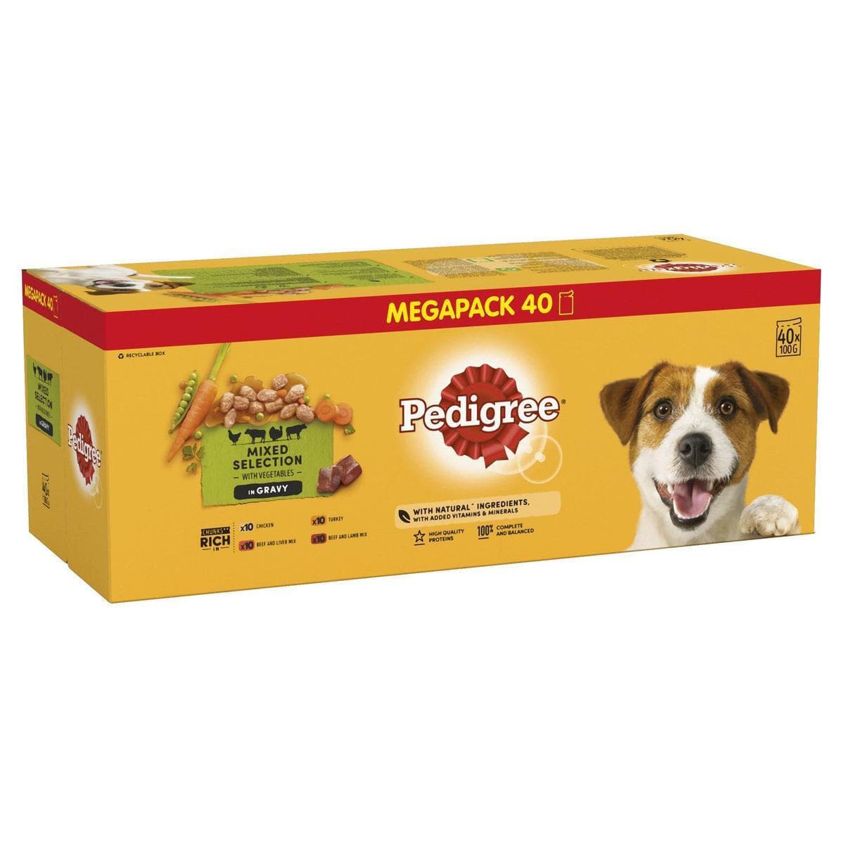 Pedigree Vital Protection Σάλτσα Υγρή Τροφή Σκύλων σε Φακελάκι με Κοτόπουλο, Λαχανικά και Μοσχάρι 40x100gr 40x100 2