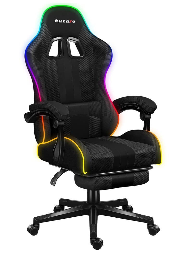 Huzaro Force 4.7 Καρέκλα Gaming Δερματίνης με RGB Φωτισμό και Υποπόδιο Grey Mesh 10