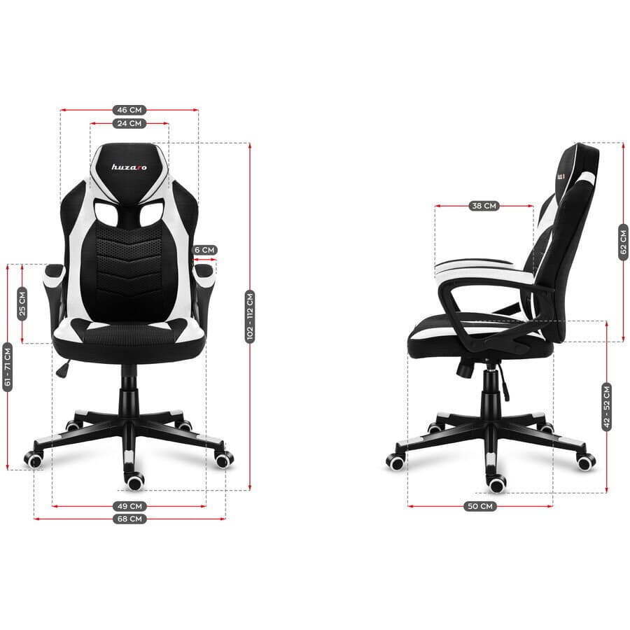 Huzaro Force 2.5 Υφασμάτινη Καρέκλα Gaming Λευκή 8