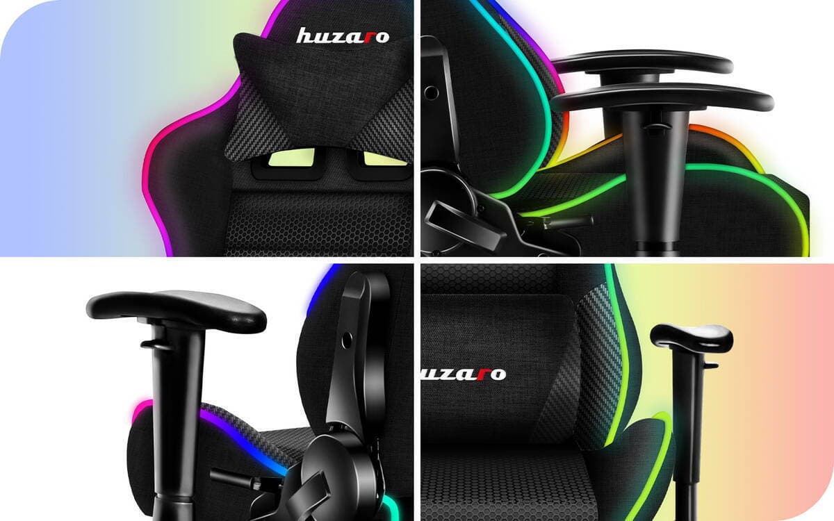 Huzaro Ranger 6.0 Child RGB Mesh Καρέκλα Gaming Δερματίνης με Ρυθμιζόμενα Μπράτσα και RGB Φωτισμό Μαύρη 8