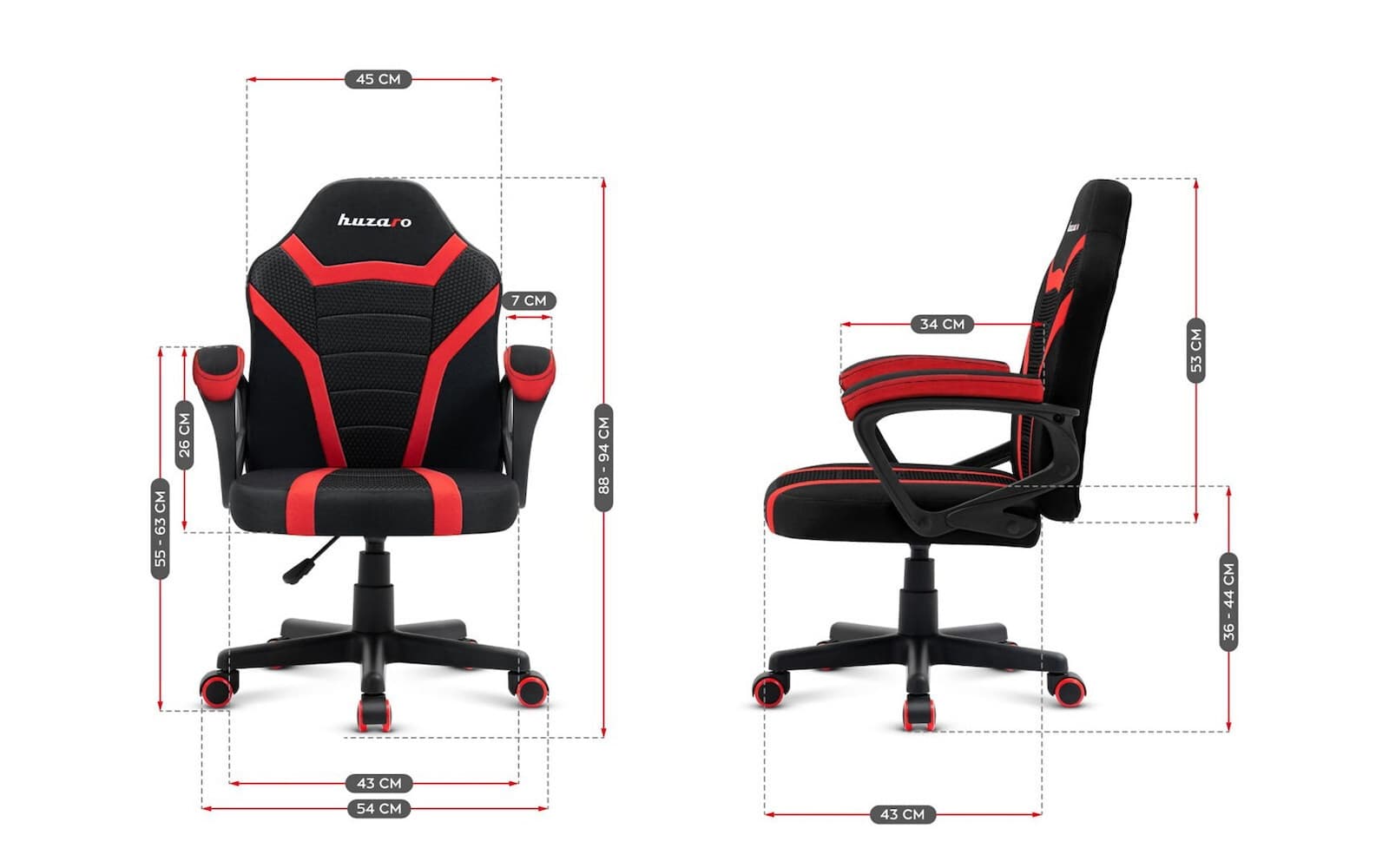 Huzaro Ranger 1.0 Καρέκλα Gaming Δερματίνης Red Mesh 8