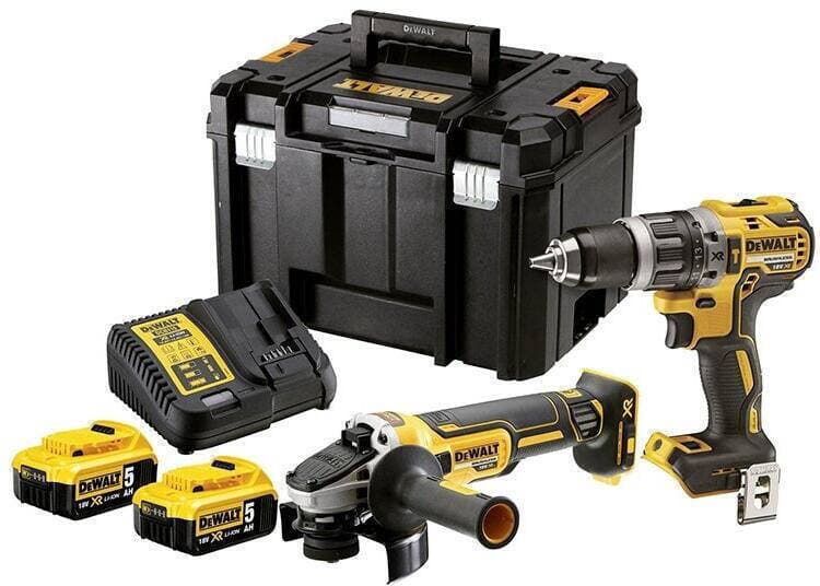 DEWALT DCK2020P2T Σετ Γωνιακός Τροχός & Δραπανοκατσάβιδο 18V με 2 Μπαταρίες 5Ah και Θήκη 5