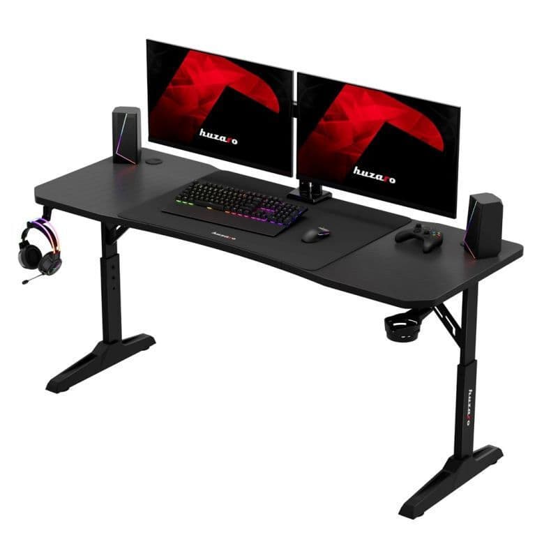 Γραφείο Gaming Hero Ξύλινο Black με Μεταλλικά Πόδια, Ρυθμιζόμενο Ύψος & LED 160x60x79εκ. HZ-HERO4.6BLACK 11