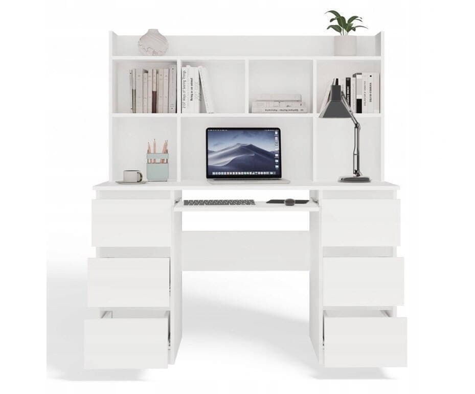 Γραφείο Kuba Ξύλινο με Βιβλιοθήκη White 180x150x70εκ. 5