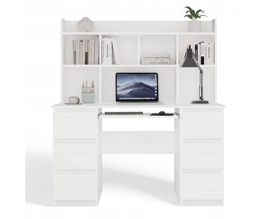Γραφείο Kuba Ξύλινο με Βιβλιοθήκη White 180x150x70εκ. 10