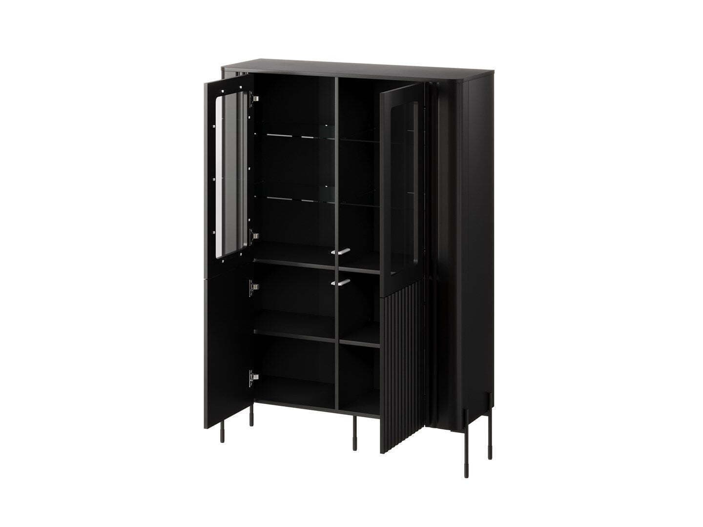 Vera Βιτρίνα Σαλονιού από Μασίφ Ξύλο με Τζάμι Black 110x40x160cm 3