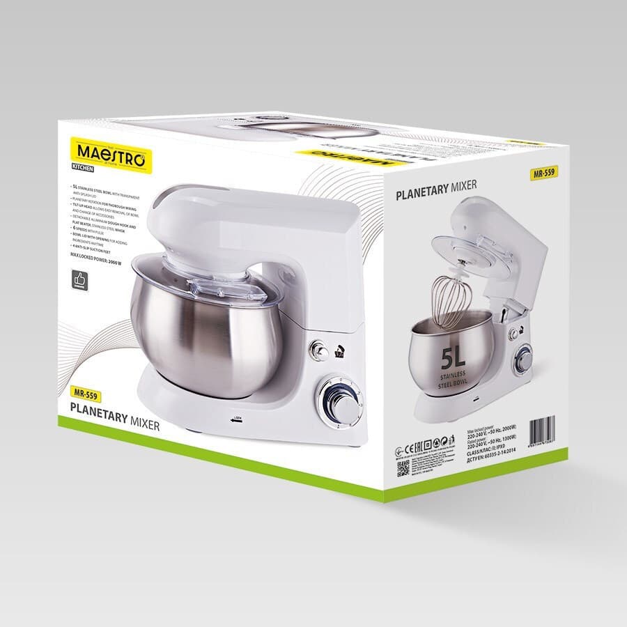 Maestro Κουζινομηχανή 1000W με Ανοξείδωτο Κάδο 4.2lt Λευκή MR-559 9