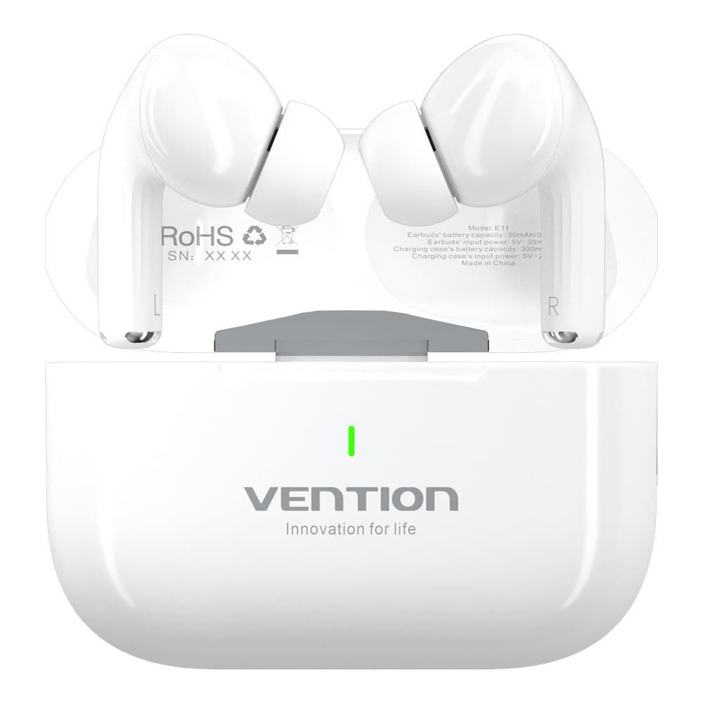 Vention Echo Lite E11 In-ear Bluetooth Handsfree Ακουστικά με Αντοχή στον Ιδρώτα και Θήκη Φόρτισης Λευκά 6