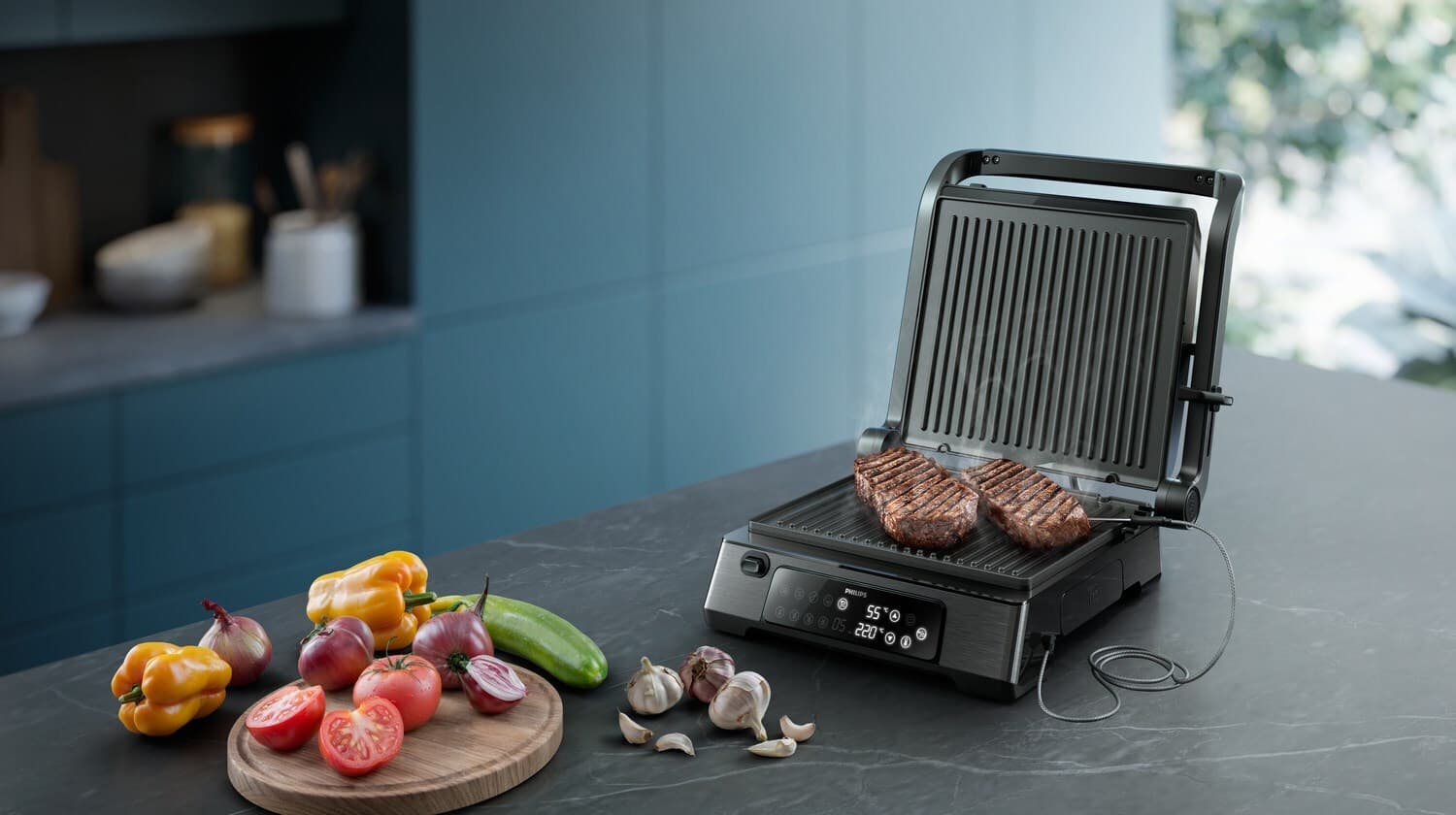Philips Τοστιέρα Γκριλιέρα με Αποσπώμενες Πλάκες 2200W Μαύρη HD6307/70 5