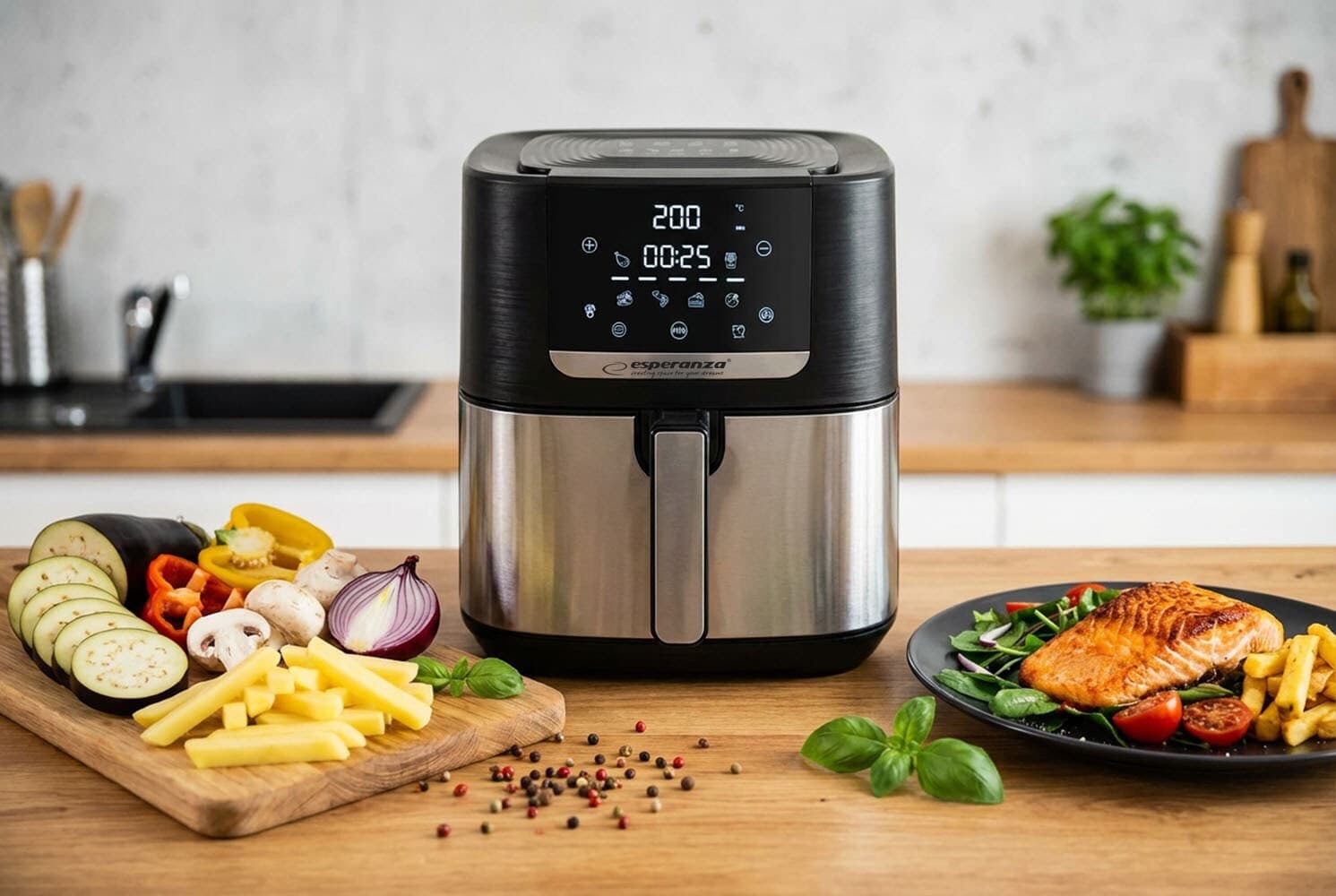 Esperanza Eka004 Air Fryer 8lt Μαύρο 8