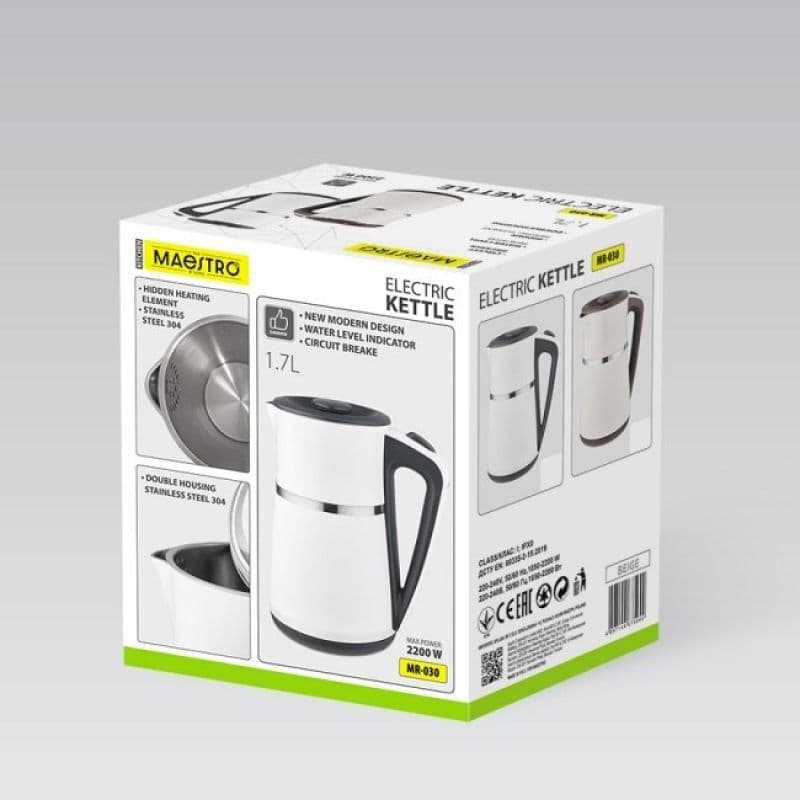 Maestro Βραστήρας 1.7lt 2200W Λευκός MR-030-WHITE 4