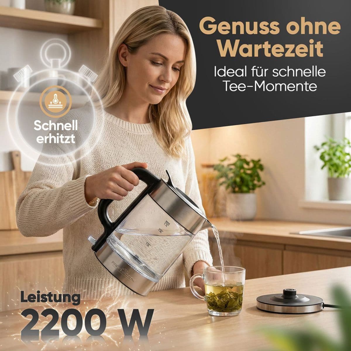 Profi Cook PC-WKS 1322 G Βραστήρας 1.7lt 2200W Ασημί 4