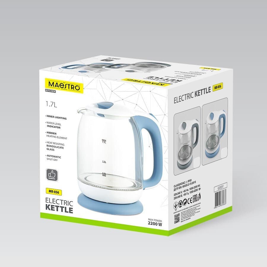 Maestro MR-056-Blue Βραστήρας 1.7lt 2200W Μπλε 5