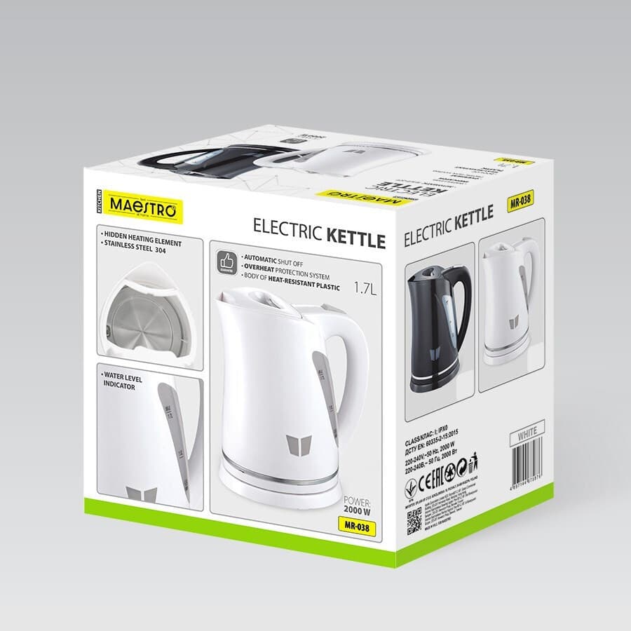 Maestro MR038 White Βραστήρας 1.7lt 2000W Λευκός 4