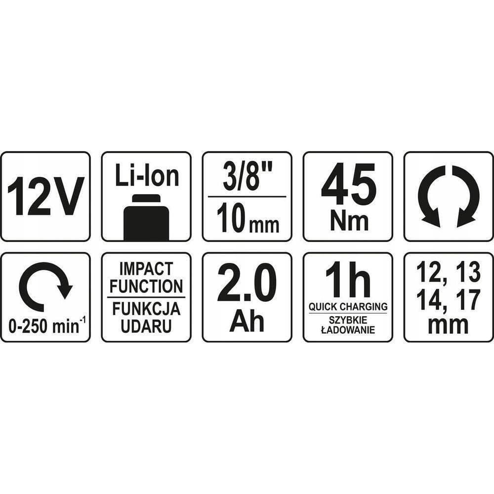 Yato Ηλεκτρική Καστάνια 1/4" Μπαταρίας 12V 1x2Ah 45 Nm YT-82902 8