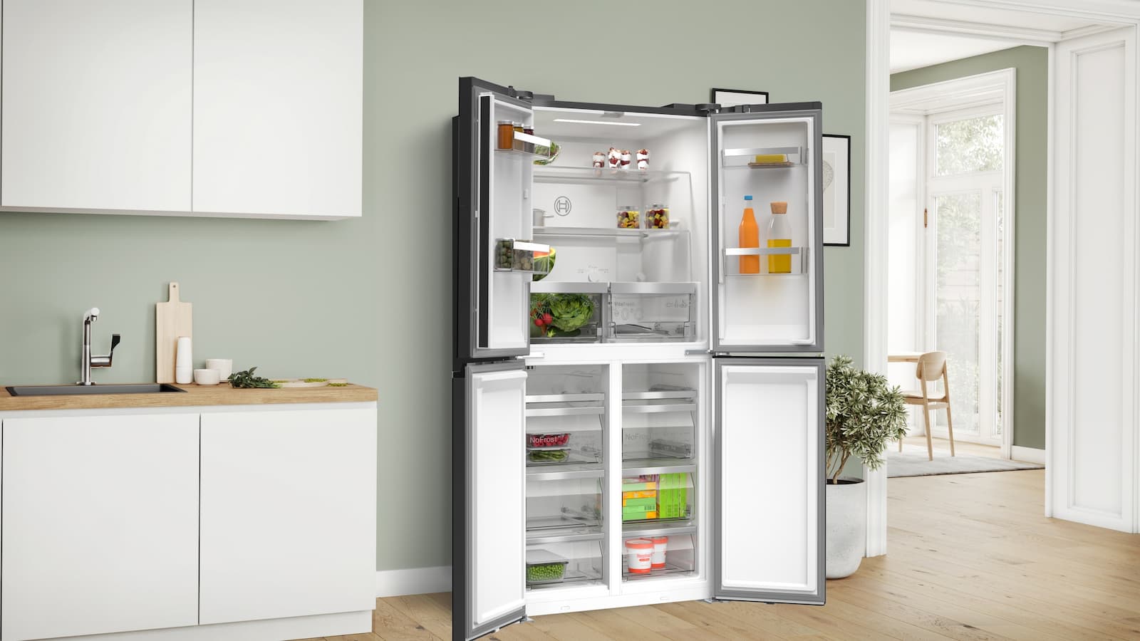 Bosch Ψυγείο Ντουλάπα 547lt Total NoFrost Υ189.5xΠ85.5xΒ66.6εκ. Μαύρο KMC85LBEA 8