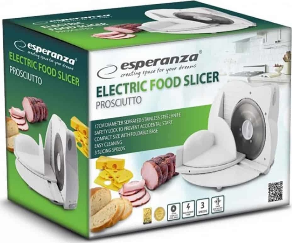 Esperanza Prosciutto EKM017W Κόφτης Αλλαντικών 150W Λευκός 5
