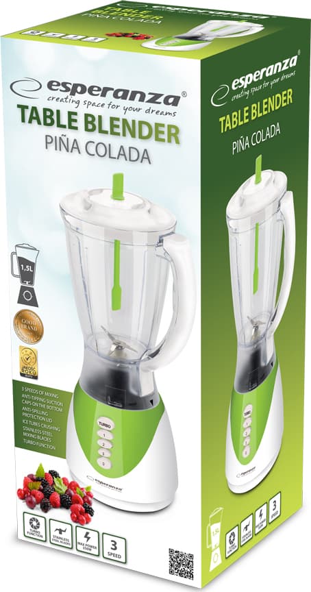 Esperanza Pina Colada Μπλέντερ με Πλαστική Κανάτα 1.5 lt 350W Πράσινο