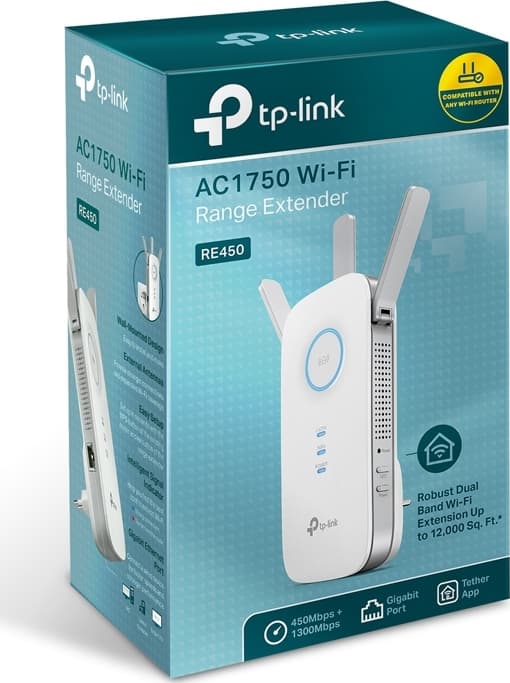 TP-LINK RE450 v4 WiFi Extender Dual Band (2.4 & 5GHz) 1750Mbps 4