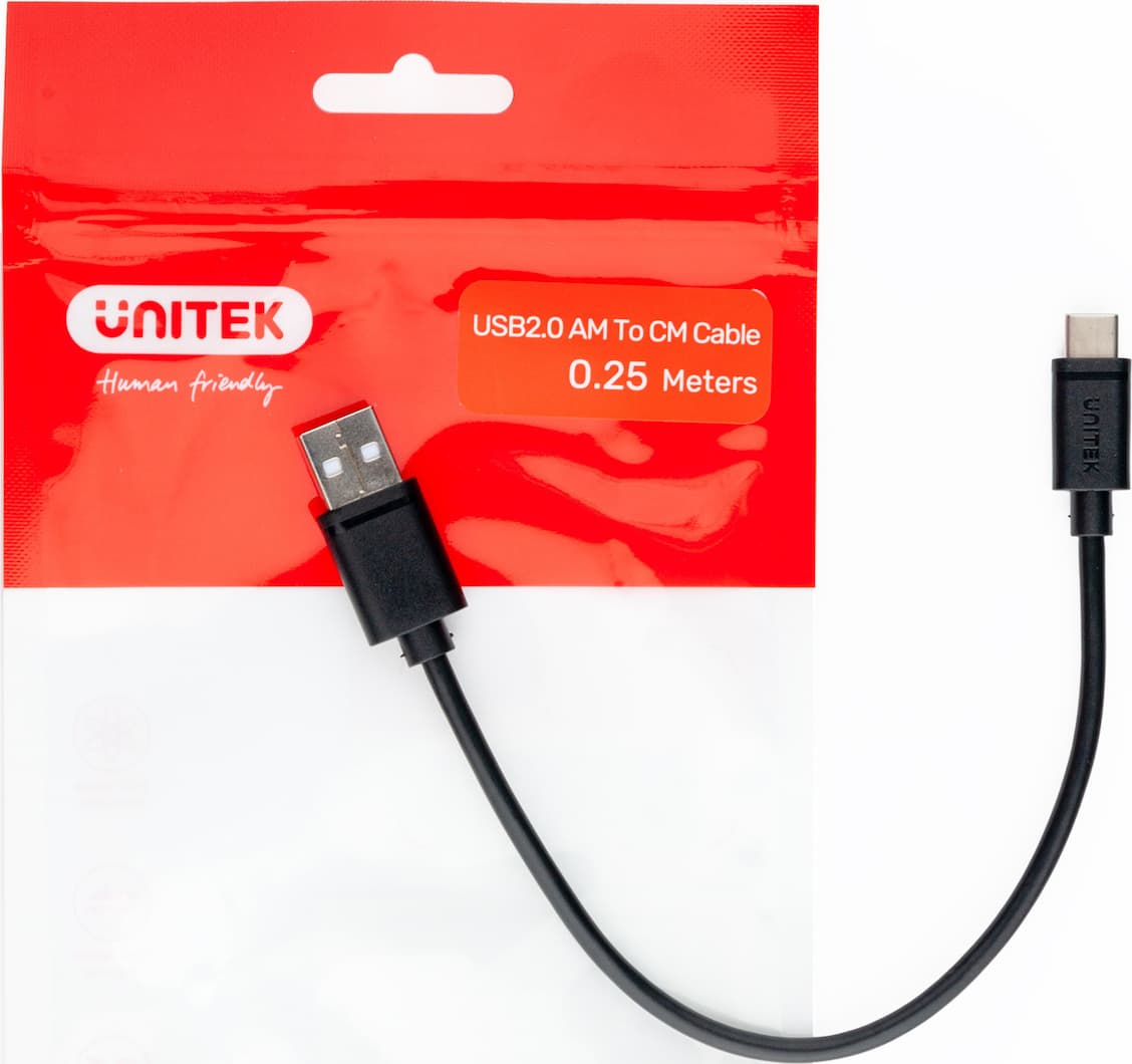 Unitek Y-C480 USB 2.0 Cable USB-C male - USB-A 27W Μαύρο 0.25m Y-C480BK 3