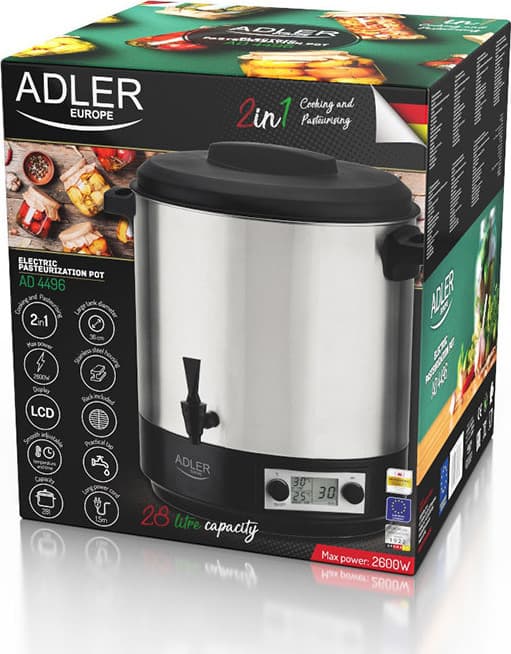 Adler AD-4496 AD 4496 Συσκευή Αποστείρωσης για Βαζάκια 2600W με Χωρητικότητα 28lt Ασημί 6