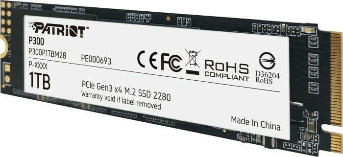 Patriot P300 SSD 1TB τύπου M.2 με σύνδεση PCI Express 3.0 P300P1TBM28 3