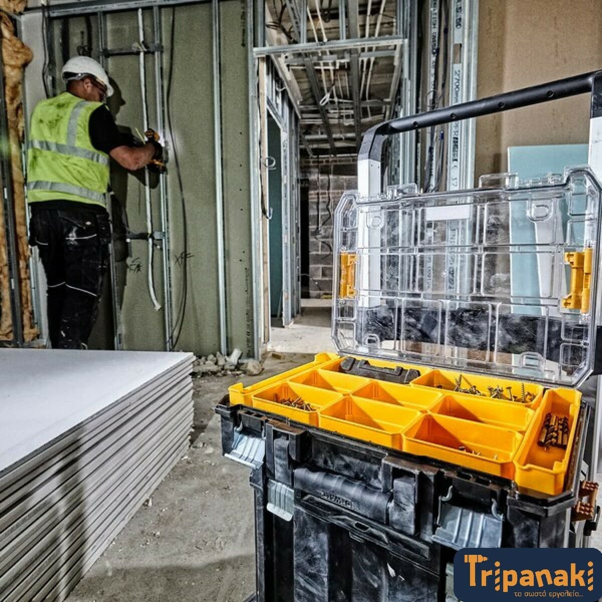 DEWALT Tstak Ταμπακιέρα Εργαλείων 10 Θέσεων με Αφαιρούμενα Κουτιά Κίτρινη 44x33.7x11.95εκ. DWST82968-1 6