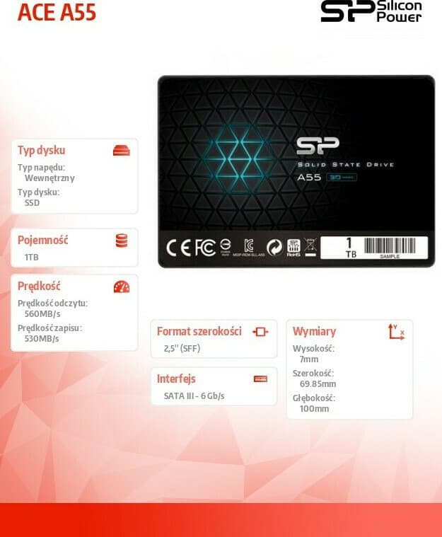 Silicon Power Ace A55 SSD 1TB τύπου 2.5'' με σύνδεση SATA III SP001TBSS3A55S25 4