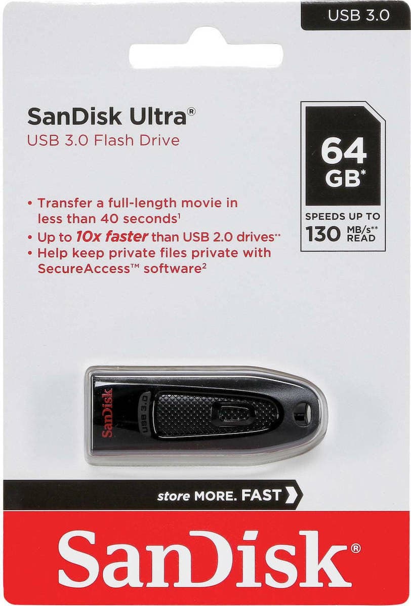 Sandisk Ultra 64GB USB 3.0 Stick Μαύρο 9